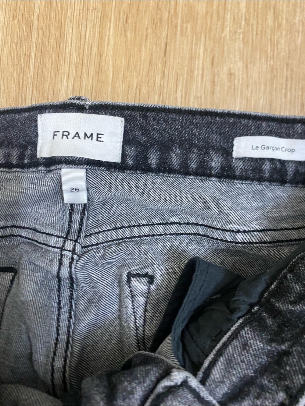 Frame Women's le Garcon Crop in Charcoal Black Wash - Picture 3 of 4